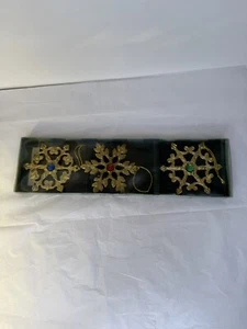 Set-3 Bombay Company Copo de Nieve Tono Bronce Imitación Joya Adornos Caja De Colección - Imagen 1 de 6