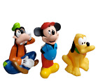 Vtg Disney Mickey Mouse Friends Vinyl Rubber Squeak Toys Goofy Pluto Set Of 3
