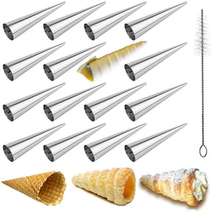 16Pcs Stainless Steel Cream Horn Molds Set Metal Forms Baking Tools - Picture 1 of 7