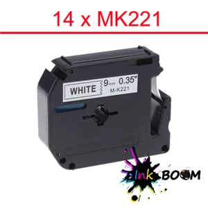 14PK Label Negro Sobre Blanco Compatible con Cinta Brother MK221 9mm x 8m P-Touch - Imagen 1 de 1