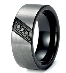 Herren Wolframband, schwarzer Wolframring, Hochzeitsbänder, Wolfram Eheringe - Bild 1 von 1