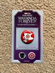 NYCC EXCLUSIVE 2022 TARGET BLACK PANTHER WAKANDA FOREVER MARVEL PIN BUTTON RARE - Picture 1 of 2