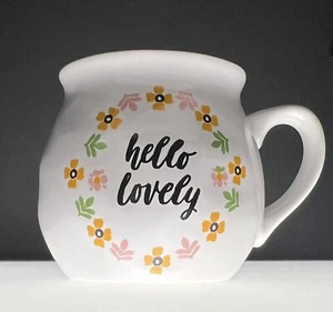 THRESHOLD Mug HELLO LOVELY Stoneware White Flowers - Picture 1 of 6