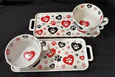 Conjunto sazonal de (2) tigelas/pratos para sopa e sanduíche Pawfetti Temp-tations by Tara - Imagem 1 de 4