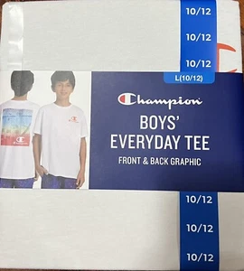 Champion Boy's Size 10/12 Soft Short Sleeve Everyday Chest Graphic Logo Tee - Picture 1 of 3