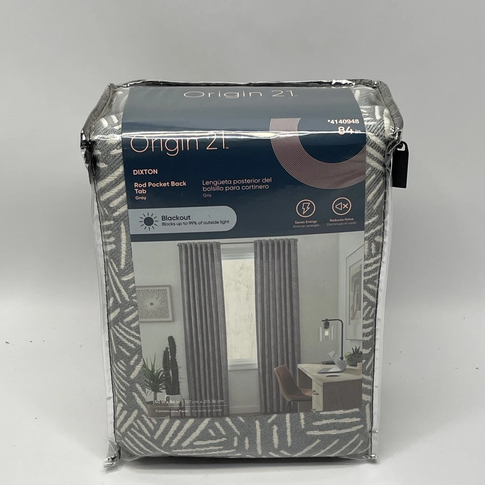 Origin 21 Dixton 50” ” Gray Blackout Rod Pocket Top Curtain Panel 4140948