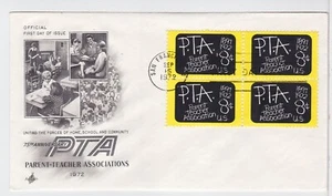 TurtlesTradingPost PTA Parent Teachers Association 1972 #1463 FDC Artcraft Block - Bild 1 von 1