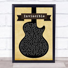 Invincible Black Guitar Song Lyric Print