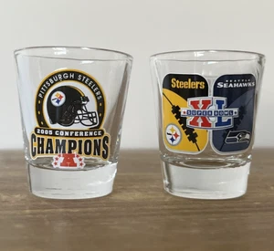 Super Bowl XL Shot Glass Set Pittsburgh Steelers Seattle Seahawks - Picture 1 of 4