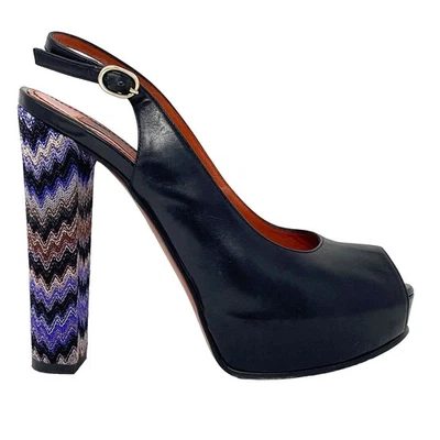Zapatos de salón Missoni plataforma punta abierta honda trasera talla 38 EE. UU. 8 Foto 1 de 4