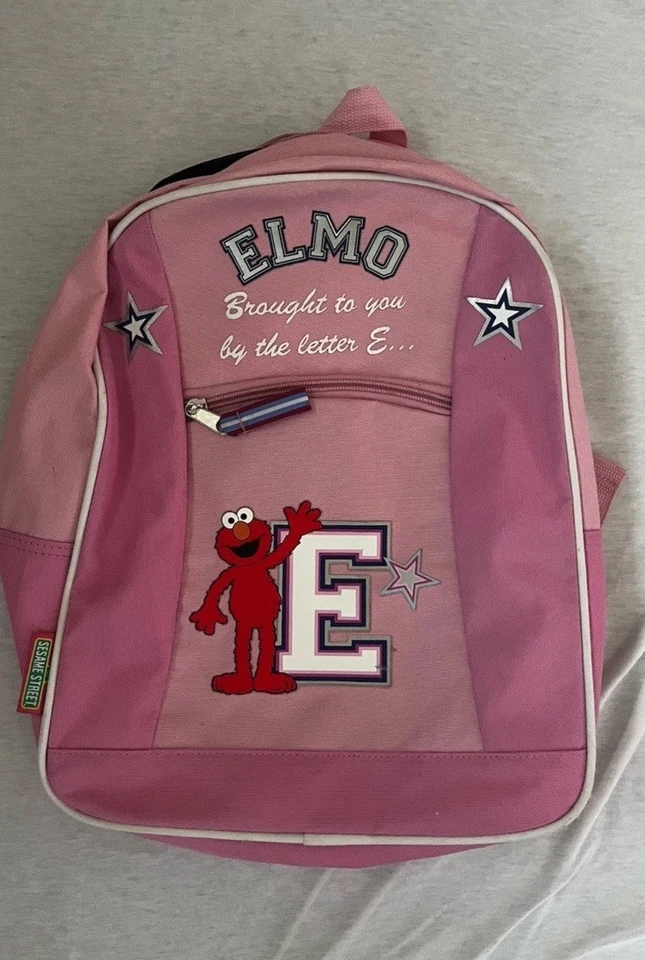 Rara Mochila Elmo Sesame Street Rosa Bolsa Livro Trazida a Você pela Letra “E” - Imagem 1 de 4