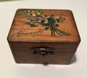 Vintage Cannes SOUVENIR TRINKET BOX JEWELRY BOX Pink Padded Tufted Lining - Picture 1 of 10