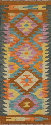 Tapete Kilim Oriental Runner 2x6 tecido plano estilo sudoeste padrão geométrico - Imagem 1 de 4