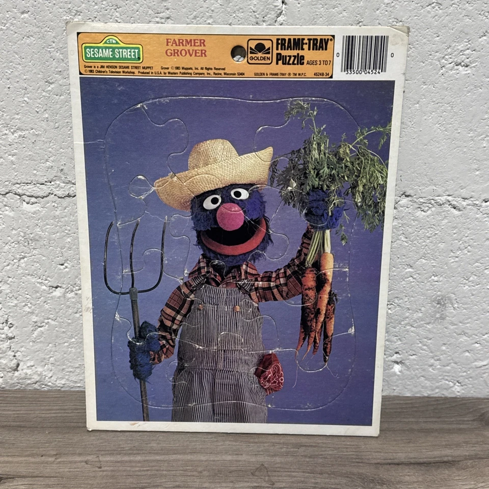Vintage 1983 Sesame Street Frame Tray Puzzle Farmer Grover VTG 80s - Image 1 of 2