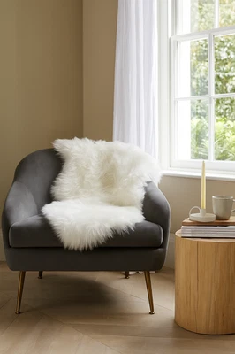 Alfombra de piel de oveja blanca 100 % genuina piel de oveja de lujo Foto 1 de 4