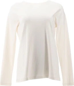 Isaac Mizrahi Essentials Pima Cotton Top Cover Stitch White Quartz M NWOT (1001) - Picture 1 of 9