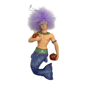 December Diamonds Treat Merman Halloween Christmas Ornament Pumpkin Purple Hair - Picture 1 of 6