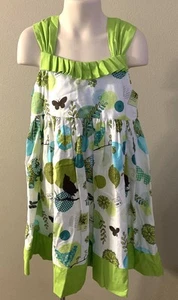 Moo Boo's Boutique GIRLS SUNDRESS 7 Dress COTTON Butterfly Bird Flower PRINT - Picture 1 of 2
