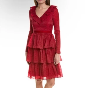 Rachel Parcell Red Long Sleeve Polka Dot Midi Dress NWT - Picture 1 of 9