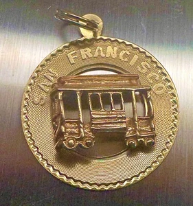 DE COLECCIÓN 14k ORO AMARILLO 3D CARRO SAN FRANCISCO TELEFÉRICO COLGANTE ENCANTO 3gr - Imagen 1 de 7