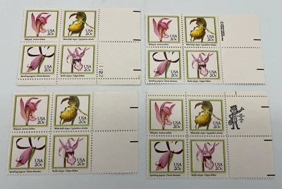 Scott 2076 - 2079 20 cent Orchids 1984 Set of 4 Blocks 16 Stamps MNH - Image 1 of 4