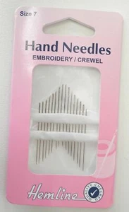 Hemline Hand Embroidery Needles Crewel Needles 16 Per Packet, Please Select Size - Picture 1 of 24