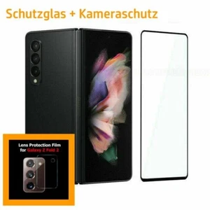 Samsung Galaxy Z Fold 2 Schutzglas Hart Rückseite + 3D Kameraschutz 9H Glas - Picture 1 of 3