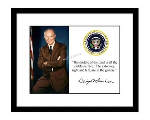 Dwight D Eisenhower 8x10 signiertes Foto Mitte der Straße Zitat Präsident WWII - Bild 1 von 2