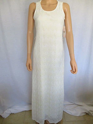 Vestido Sharagano Mujer Talla 8 Blanco Crochet Completamente Forrado Poliéster y Rayón Foto 1 de 4