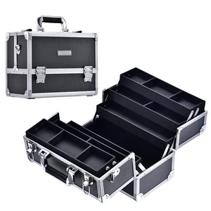 Does not apply Makeup Train Case Large Cosmetic Box 6 Tier Trays with - Picture 1 of 28