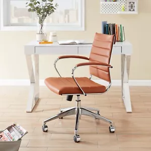 Modway Jive Ribbed Mid Back Computer Desk Swivel Office Chair In Terracotta - Picture 1 of 10