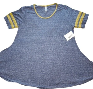 LuLaRoe Womens Top Size 2XL Perfect T Varsity Blue Yellow Cotton Rayon XXL NWT - Picture 1 of 5