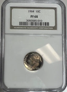 1964 ROOSEVELT SILVER DIME NGC PF 68 - Picture 1 of 4