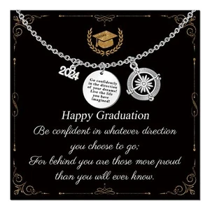 2024 Graduation Gifts for Her Compass Necklace for Women Compass Pendants Stainl - Picture 1 of 6