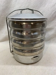 Vintage 1960er Regal Ware Aluminium Picknick Pack 5 Ebenen Stapelbar Kochgeschirr Set - Bild 1 von 8