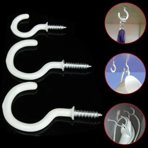 PVC Coated Screw In Cup Stainless Steel Holder Bar Tool Dining Jewelry Hanger - Picture 1 of 12