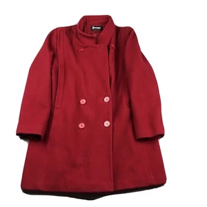 VTG Forecaster Of Boston Coat Womens 13/14 Red Woolen Double Breasted Union Made - Picture 1 of 9