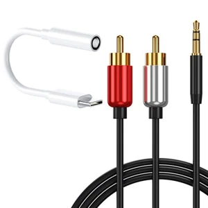 Premium Real Type C to 3.5mm Jack Audio Adapter + RCA Cable for Nokia 8 Sirocco - Picture 1 of 1