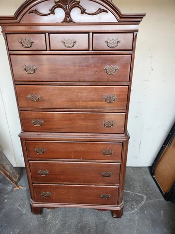 Antique Mahogany Tall Chest of Seven Drawers Highboy Cover