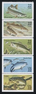 US - 1986 Fish Issue - SC# 2209a (2205-2209) Booklet Pane of 5 Mint NH OG - Picture 1 of 2