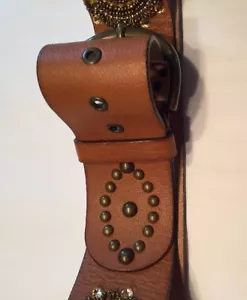 "Cinturón Southwestern de colección 2 1/2"" con hebilla de cuero tachonado de latón detalle RS" - Imagen 1 de 11