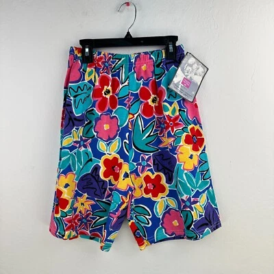 Винтажный Hanes ее путь шорты женщин маленький синий зеленый цветочный хлопок пляж новый с Ярлыками - Изображение 1 из 4