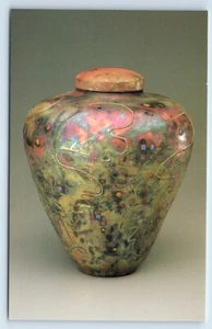 Postal Raku Vessel de George Debeikey Covington Feria de Arte Fort Wayne Indiana - Imagen 1 de 2