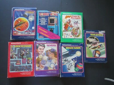 Lot of 7 Intellivision games with their box Donkey Kong Reversi Astrosmash Star  - Image 1 of 4