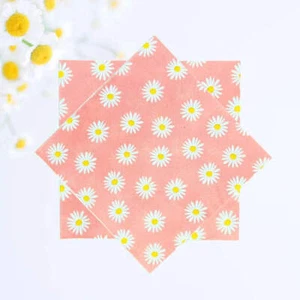 Baby Pink Daisy Flower Paper Lunch Napkins 10pk Floral Groovy Retro Party Decor - Picture 1 of 3