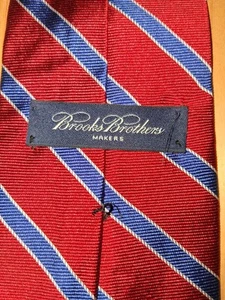 Brooks Brothers Makers NeckTie Repp Striped Silk blue red Prep Ivy  - Picture 1 of 4