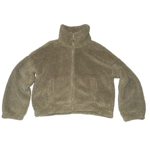 NUEVO American Eagle Cremallera Oso Abrazo Sherpa Cuello Sudadera Verde Oliva XS - Imagen 1 de 11
