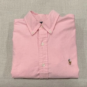 Polo Ralph Lauren Shirt Mens Small Pink Chambray Oxford Long Sleeve Flesh Pony - Picture 1 of 12