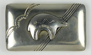 Thomas Singer Native American "Appliqued" Bear Sterling Silver Belt Buckle C2529 - Picture 1 of 8