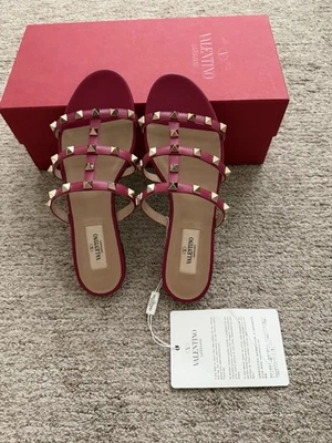 Sandalias de cuero Valentino Rockstud auténticas frambuesa 36,5 nuevas con etiquetas Foto 1 de 4